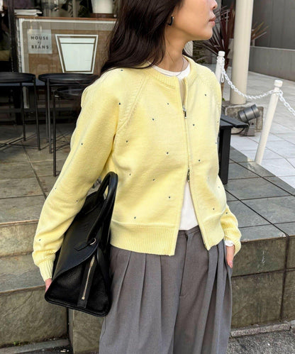 手工刺繡愛心拉鍊開衫