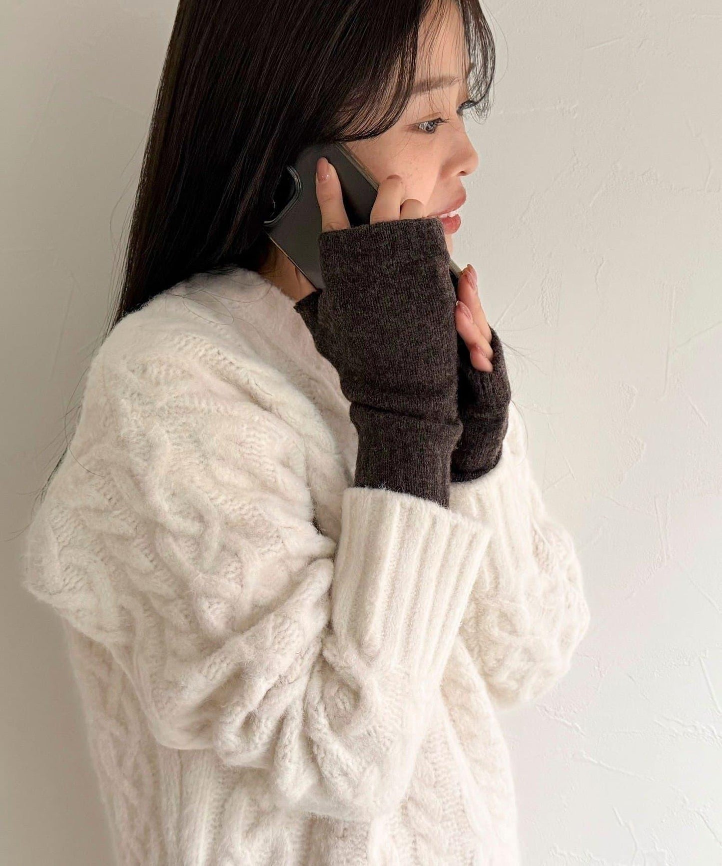 【COSY/コージー】羊毛露指手套