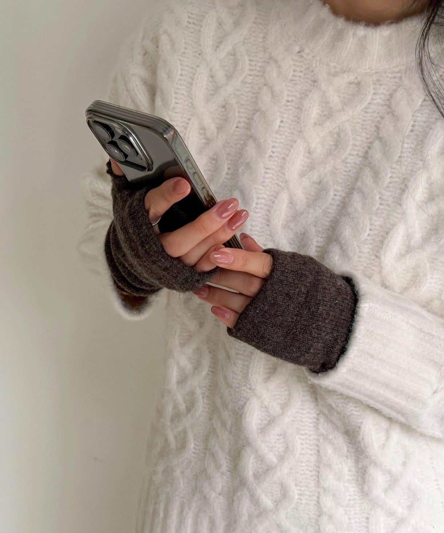 【COSY/コージー】羊毛露指手套