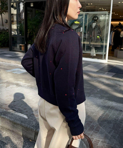 手工刺繡愛心拉鍊開衫