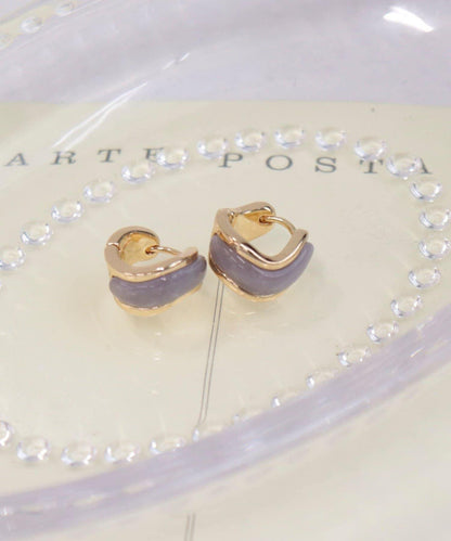 彩色寶石一觸式耳環