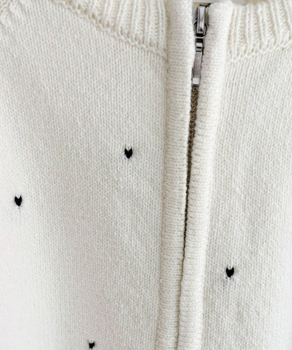 手工刺繡愛心拉鍊開衫