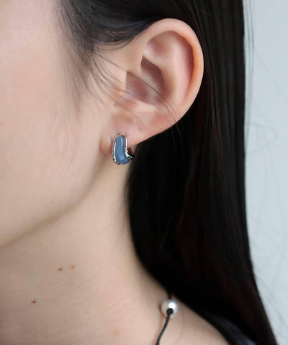 彩色寶石一觸式耳環