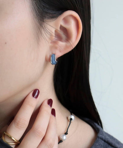 彩色寶石一觸式耳環