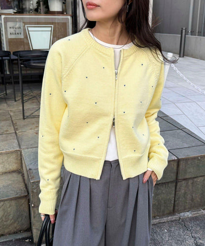 手工刺繡愛心拉鍊開衫