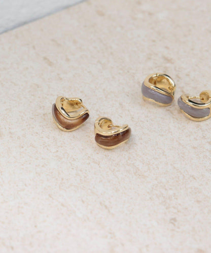 彩色寶石一觸式耳環