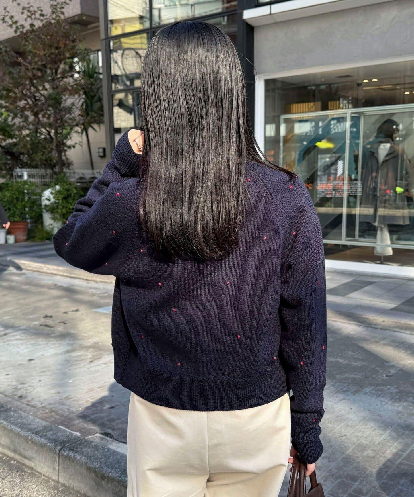 手工刺繡愛心拉鍊開衫