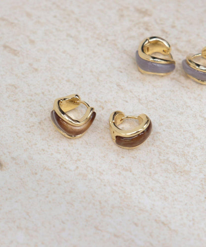 彩色寶石一觸式耳環