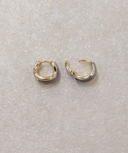 彩色寶石一觸式耳環