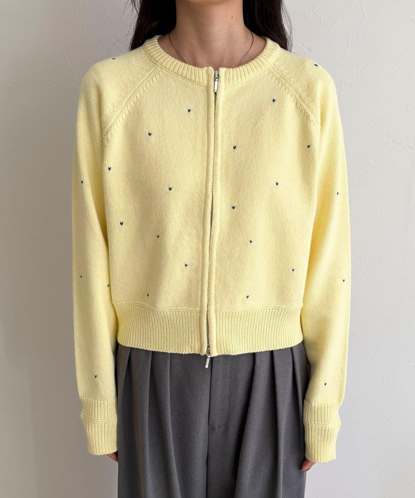 手工刺繡愛心拉鍊開衫