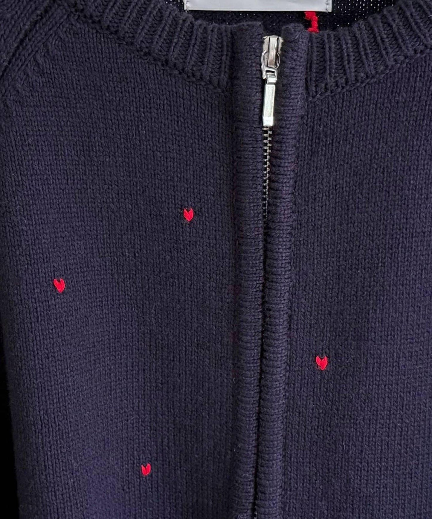 手工刺繡愛心拉鍊開衫