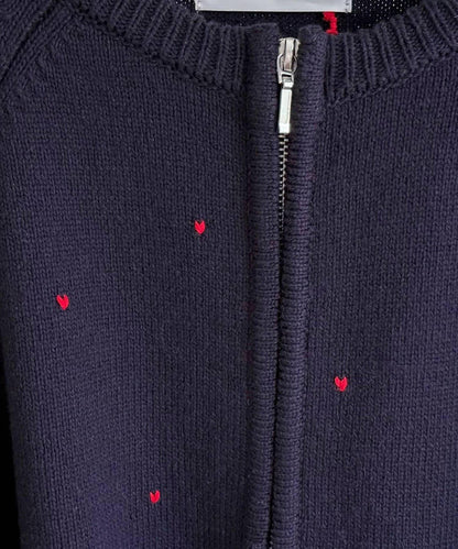 手工刺繡愛心拉鍊開衫