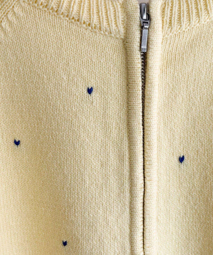 手工刺繡愛心拉鍊開衫