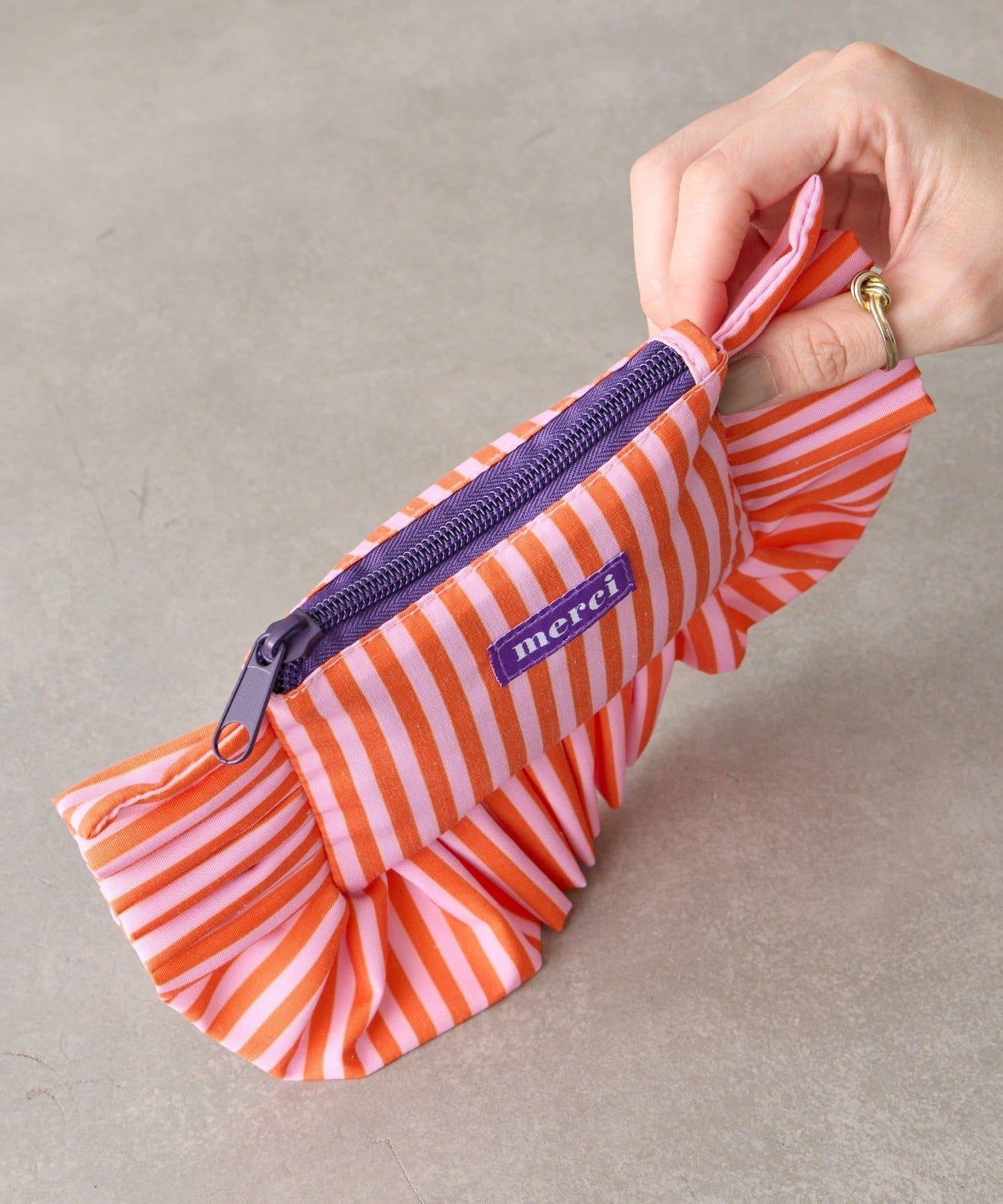 條紋棉質小號收納包