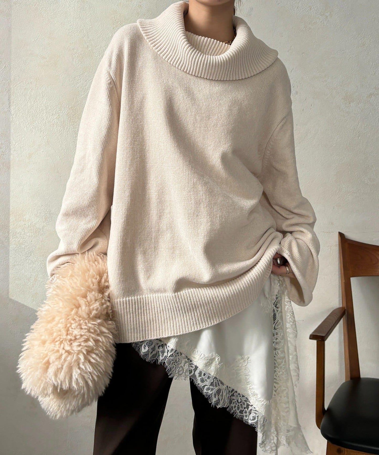 燈芯絨高領套頭衫