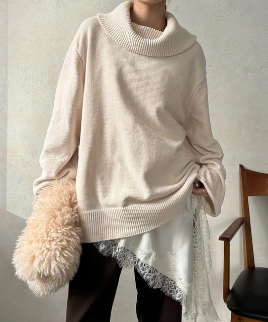 燈芯絨高領套頭衫