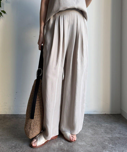 【套裝可搭配】醋酸纖維人造絲褶皺長褲