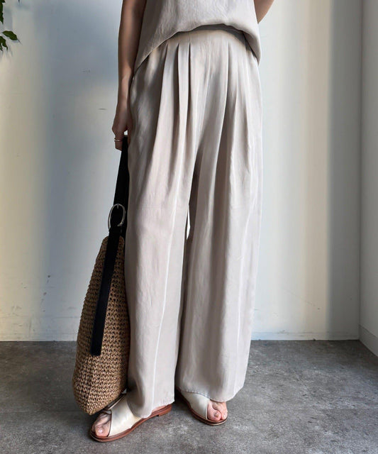 【套裝可搭配】醋酸纖維人造絲褶皺長褲