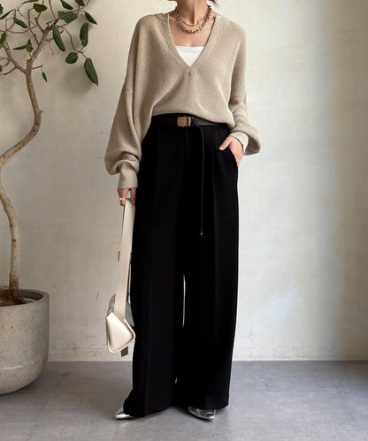 中縫壓褶西裝褲