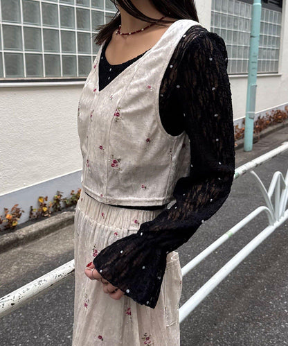 水鑽花卉刺繡吊帶背心