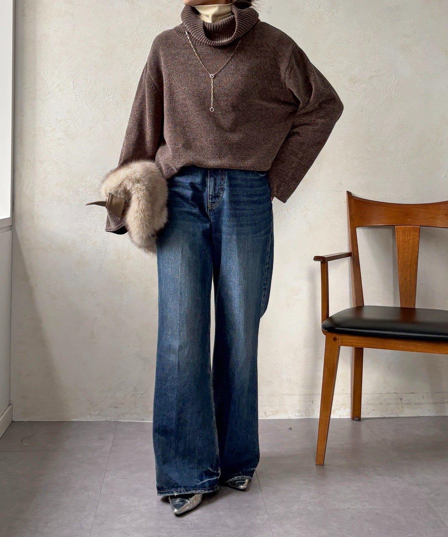 燈芯絨高領套頭衫