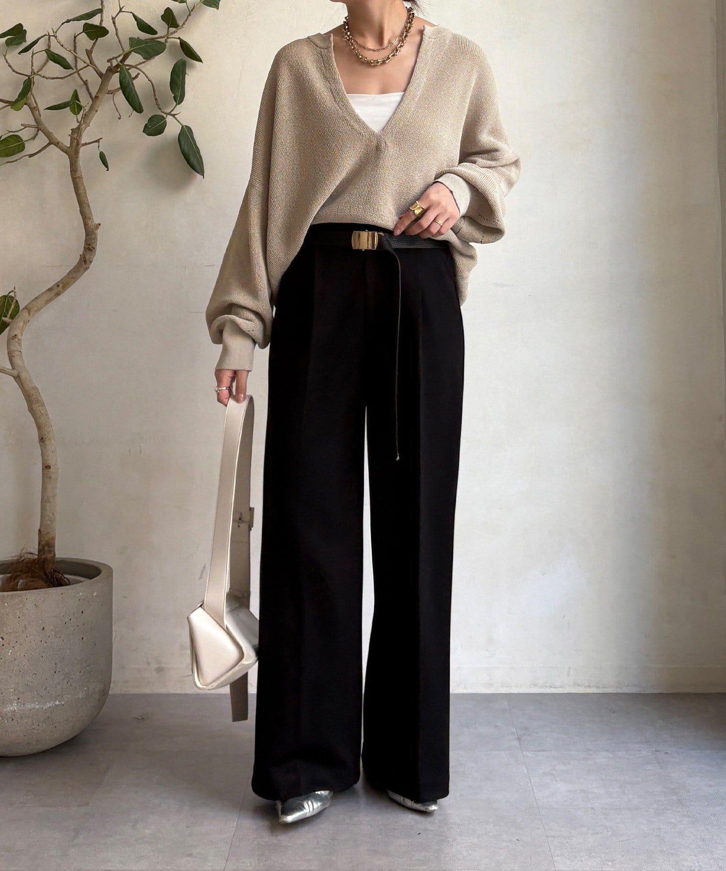 中縫壓褶西裝褲