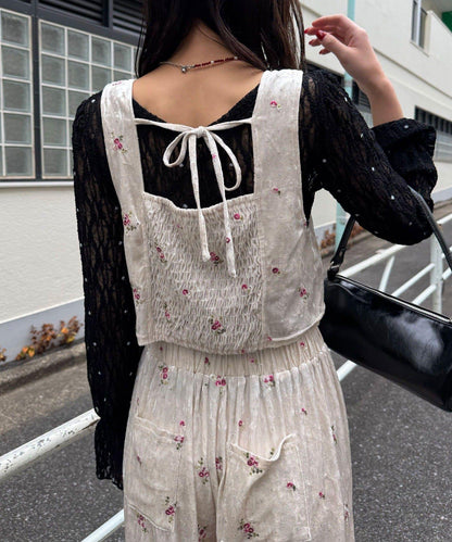 水鑽花卉刺繡吊帶背心