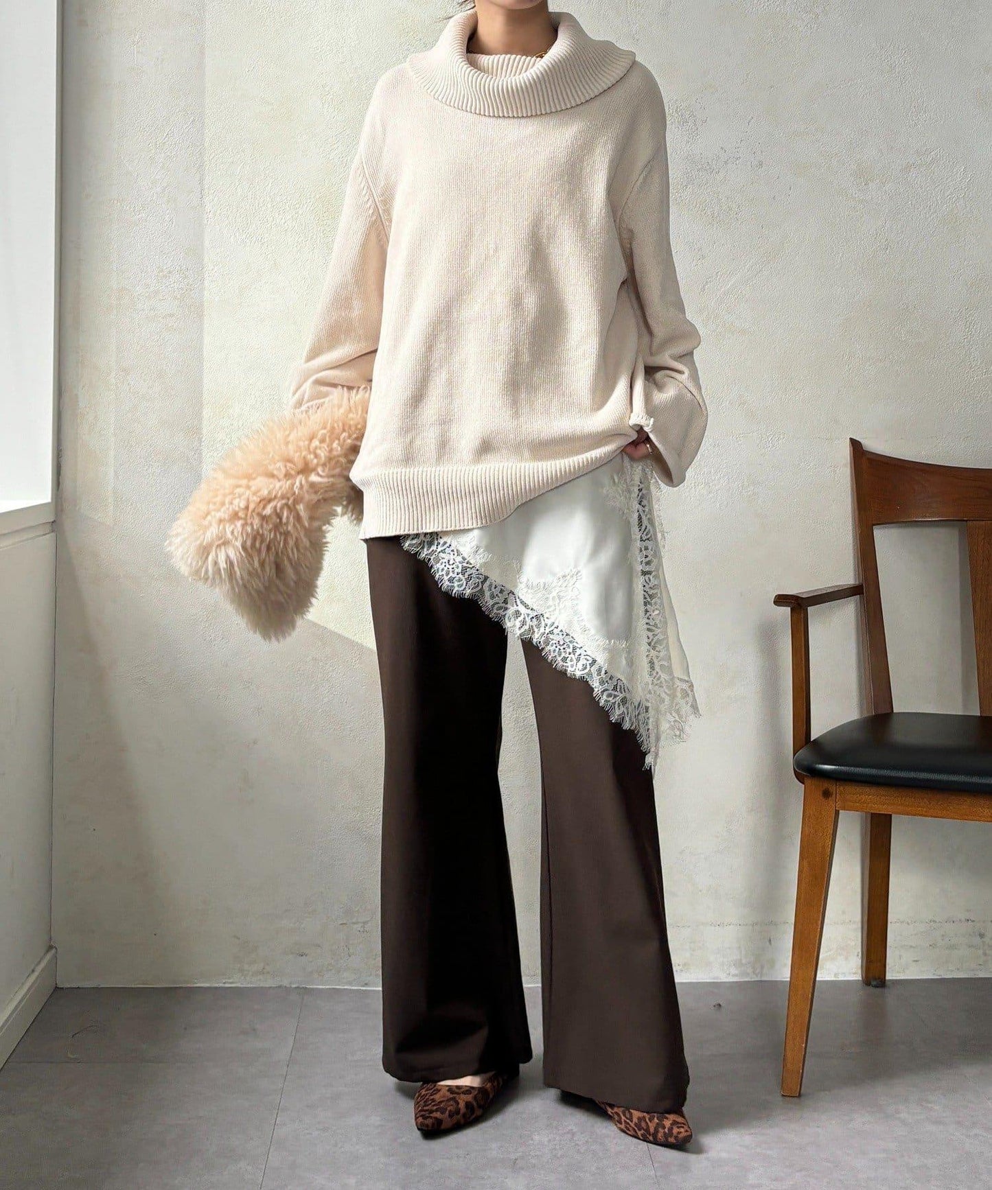 燈芯絨高領套頭衫