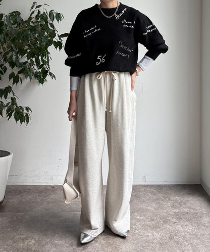 字母刺繡套頭衫