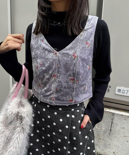 水鑽花卉刺繡吊帶背心