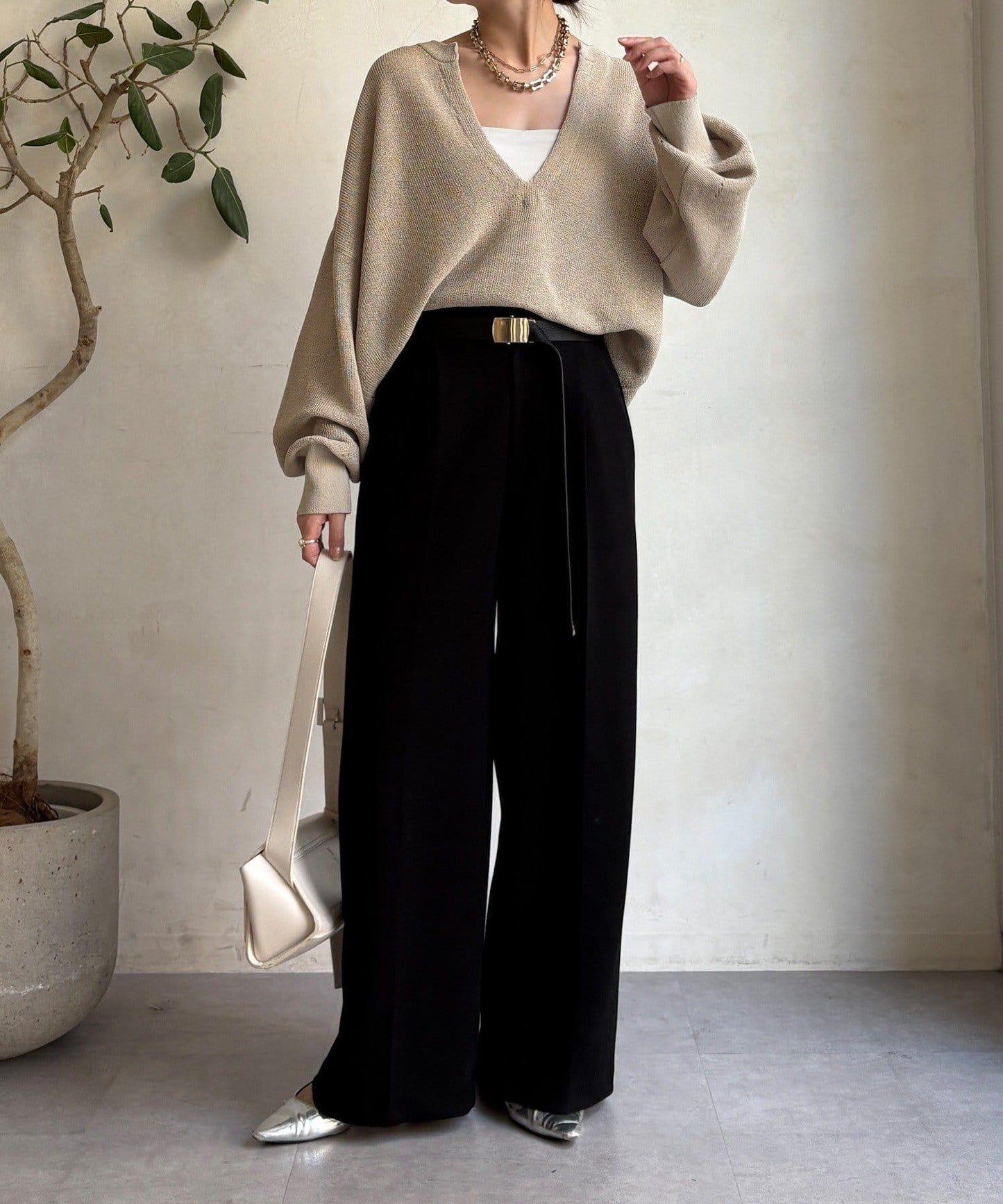 中縫壓褶西裝褲