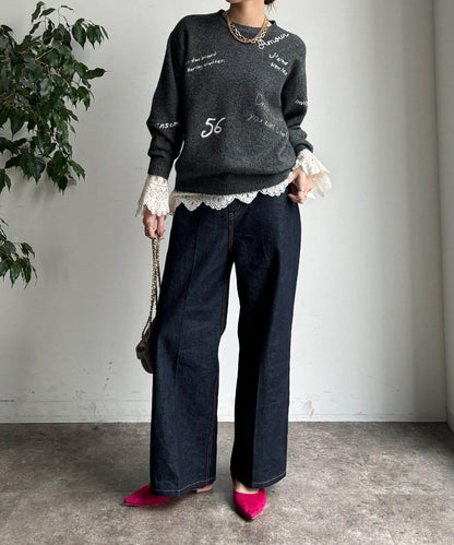 字母刺繡套頭衫