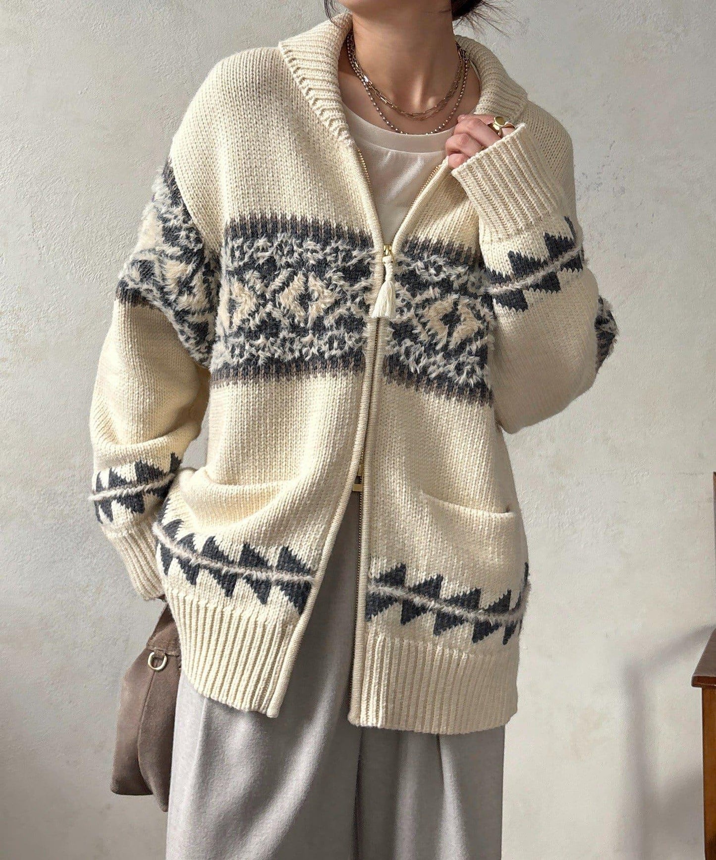 北歐風拉鍊開衫