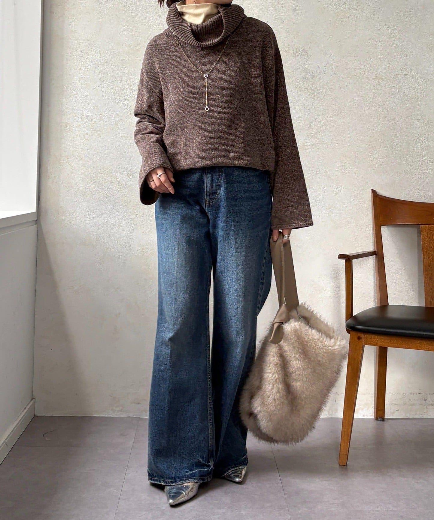 燈芯絨高領套頭衫