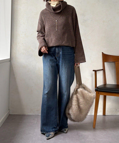 燈芯絨高領套頭衫