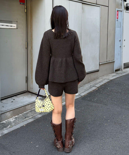 【neutral by ciaopanic】荷葉邊蝴蝶結針織衫