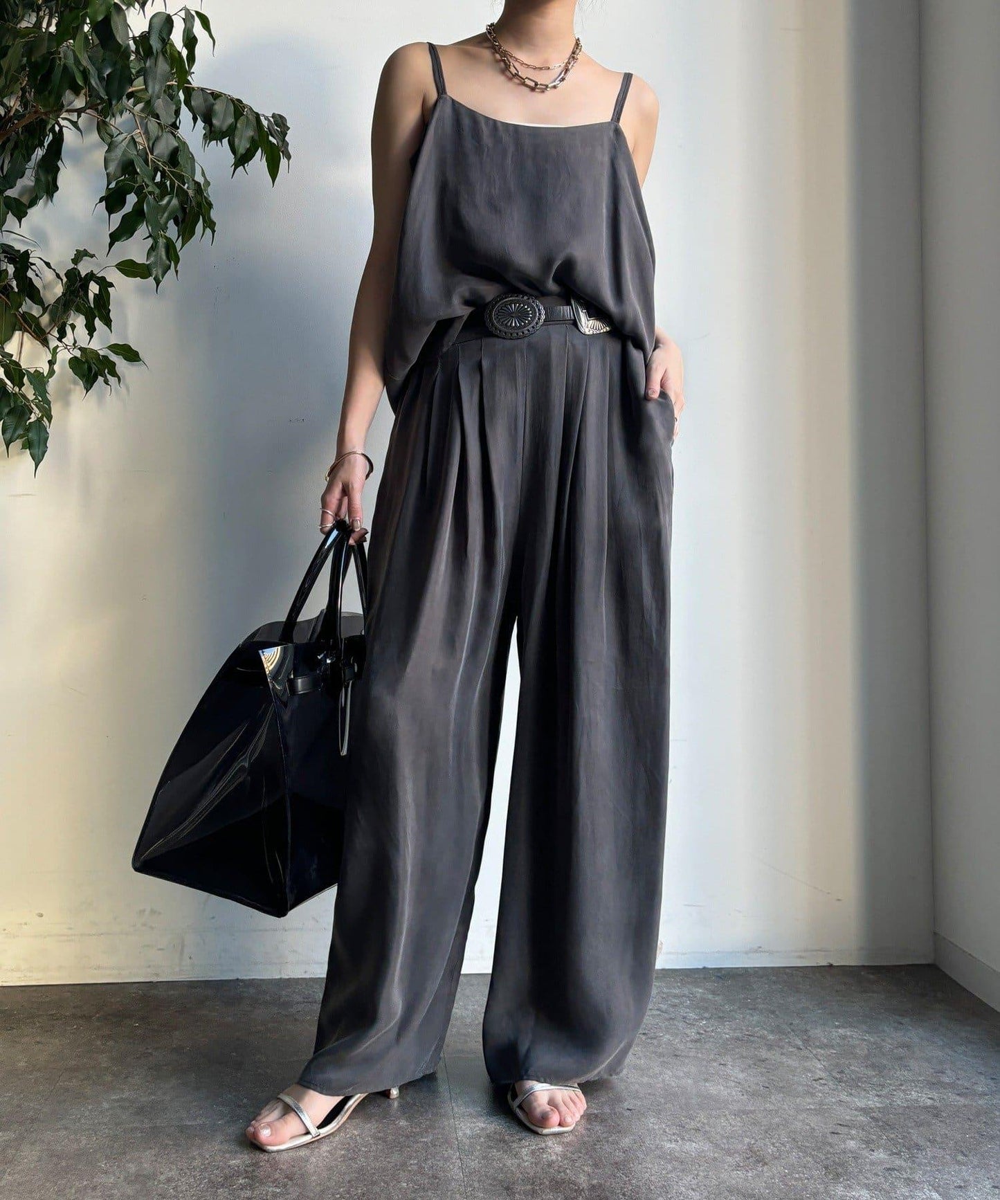 【套裝可搭配】醋酸纖維人造絲褶皺長褲