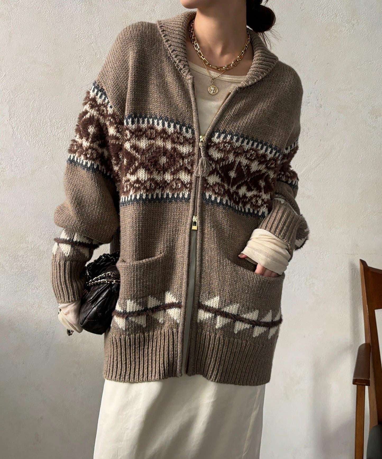 北歐風拉鍊開衫