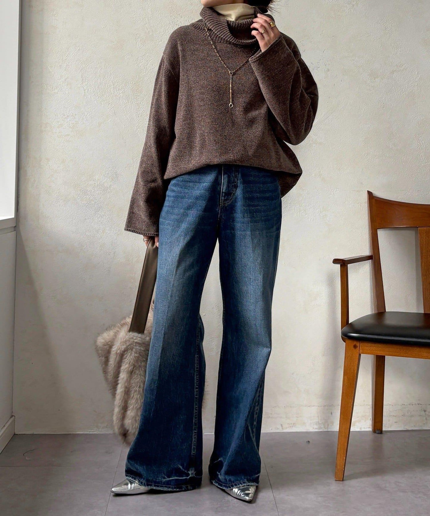 燈芯絨高領套頭衫