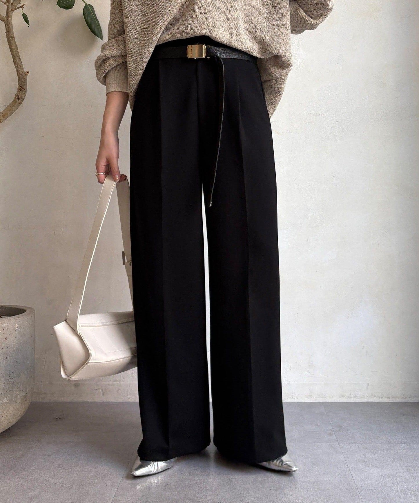 中縫壓褶西裝褲