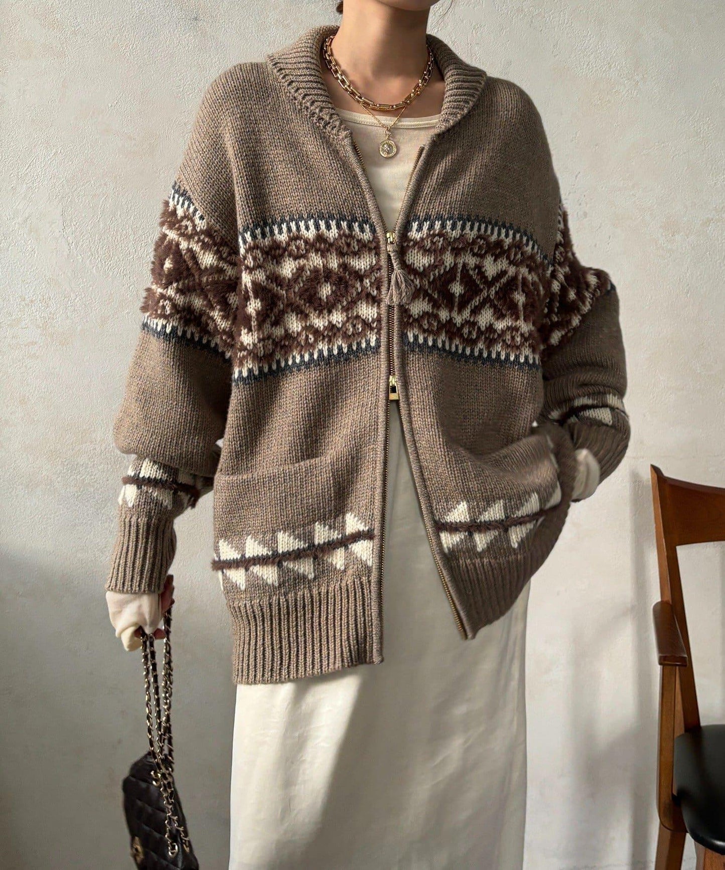 北歐風拉鍊開衫