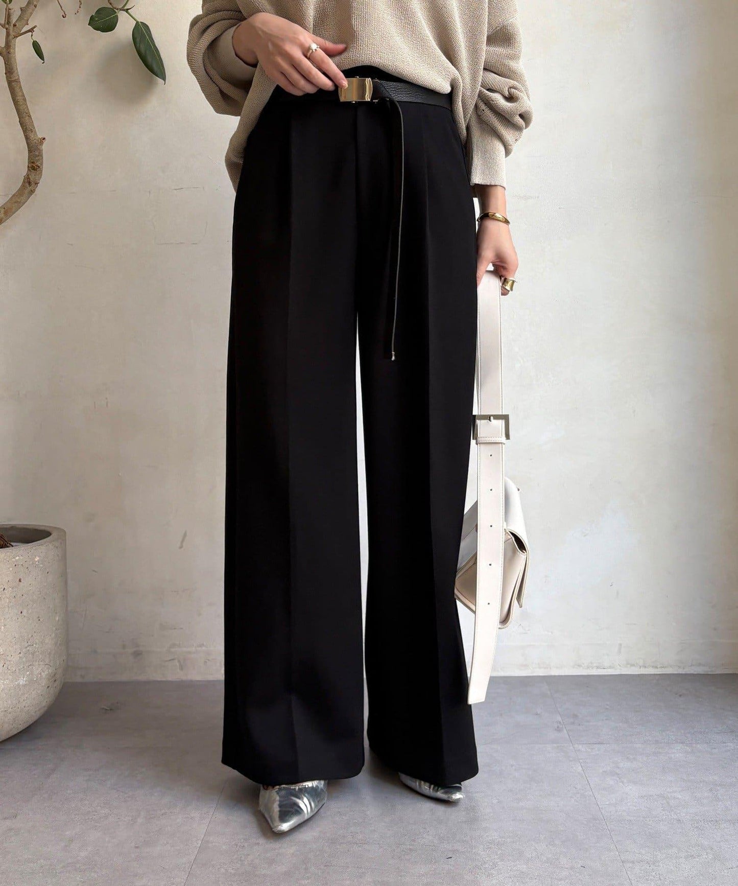 中縫壓褶西裝褲