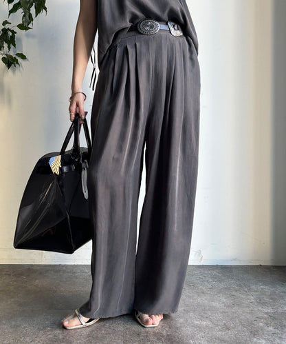 【套裝可搭配】醋酸纖維人造絲褶皺長褲