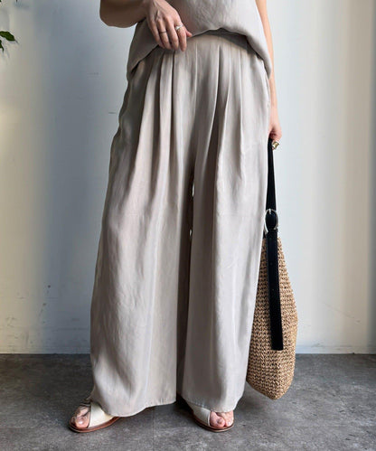 【套裝可搭配】醋酸纖維人造絲褶皺長褲