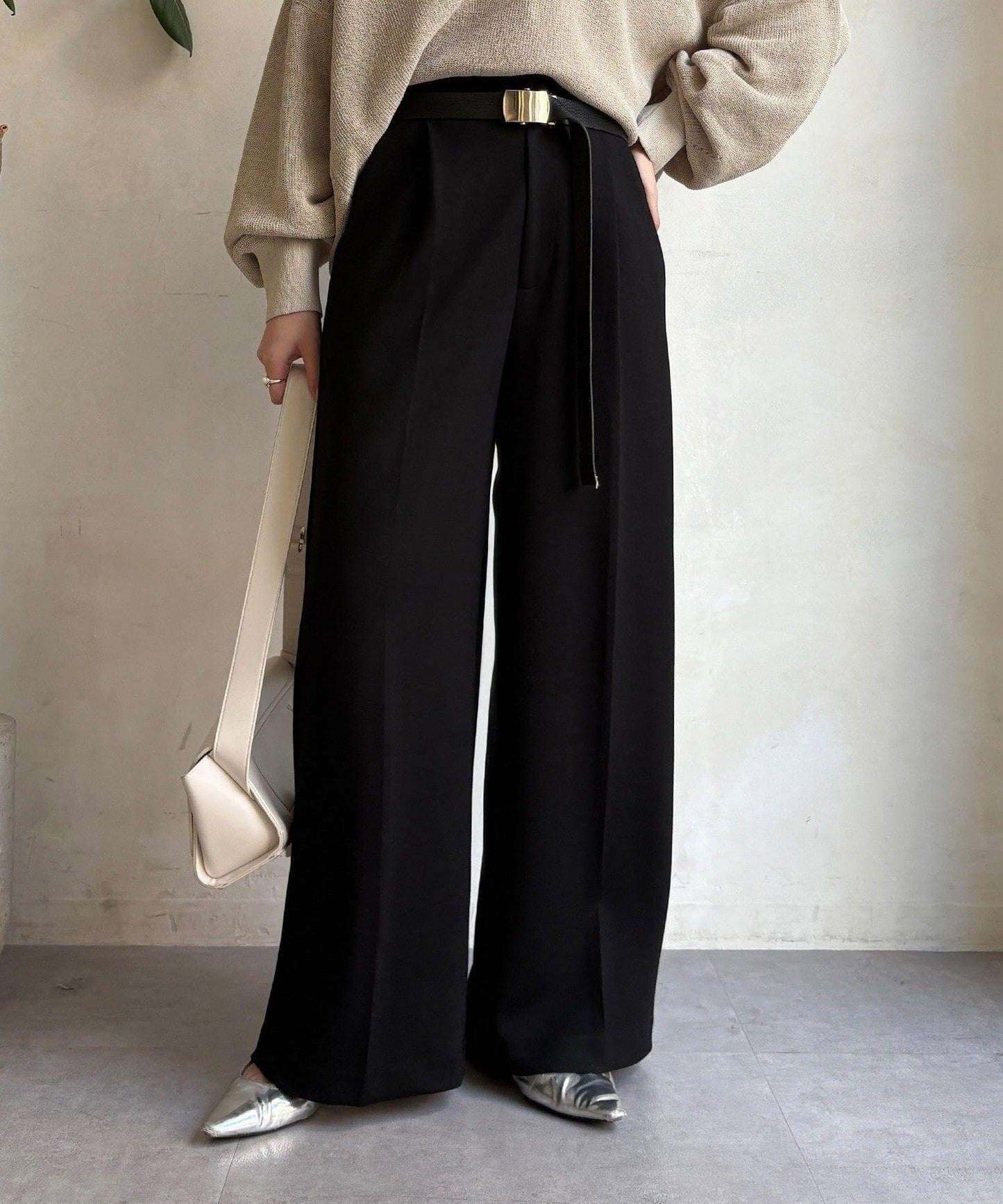 中縫壓褶西裝褲