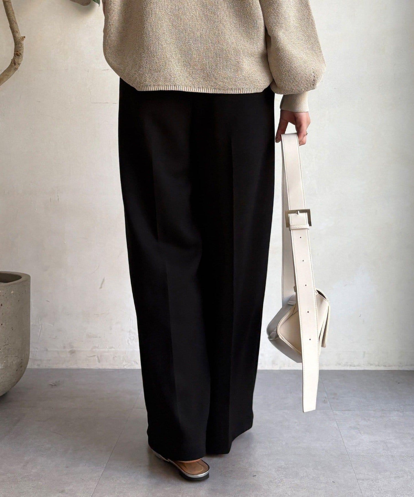 中縫壓褶西裝褲