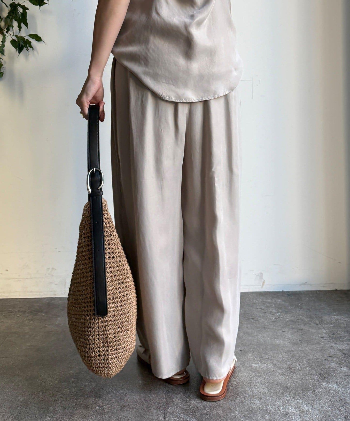 【套裝可搭配】醋酸纖維人造絲褶皺長褲