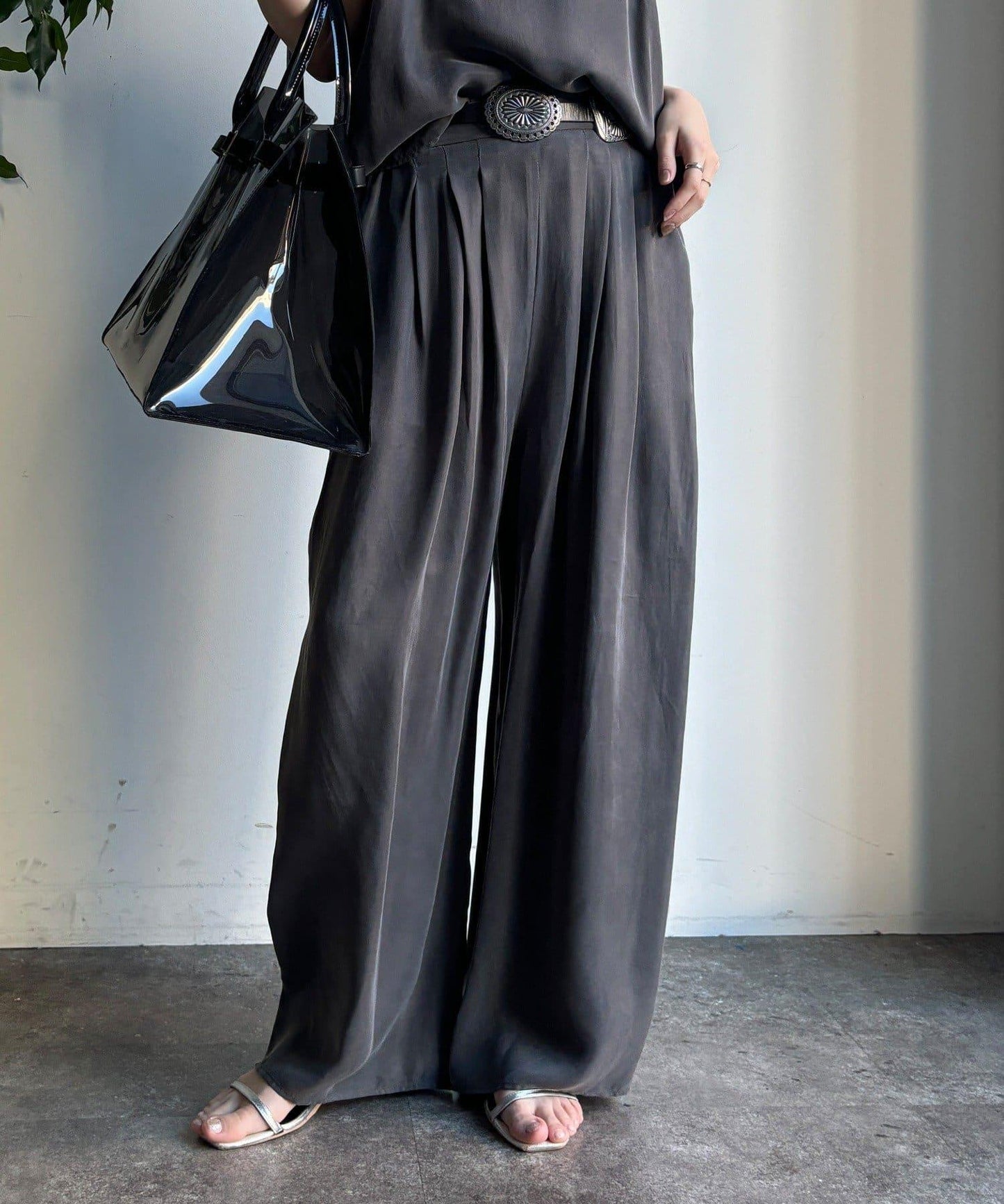 【套裝可搭配】醋酸纖維人造絲褶皺長褲