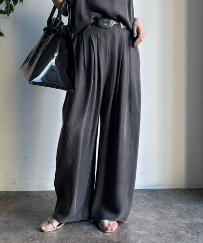 【套裝可搭配】醋酸纖維人造絲褶皺長褲