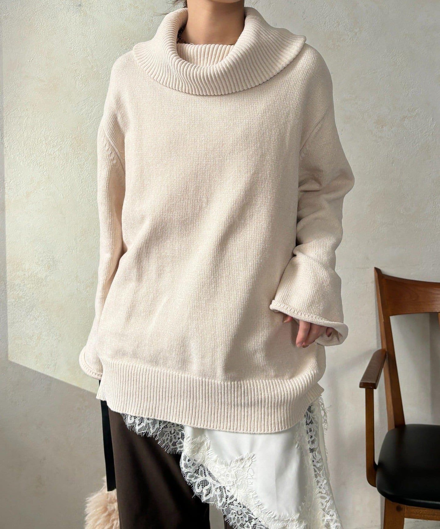 燈芯絨高領套頭衫